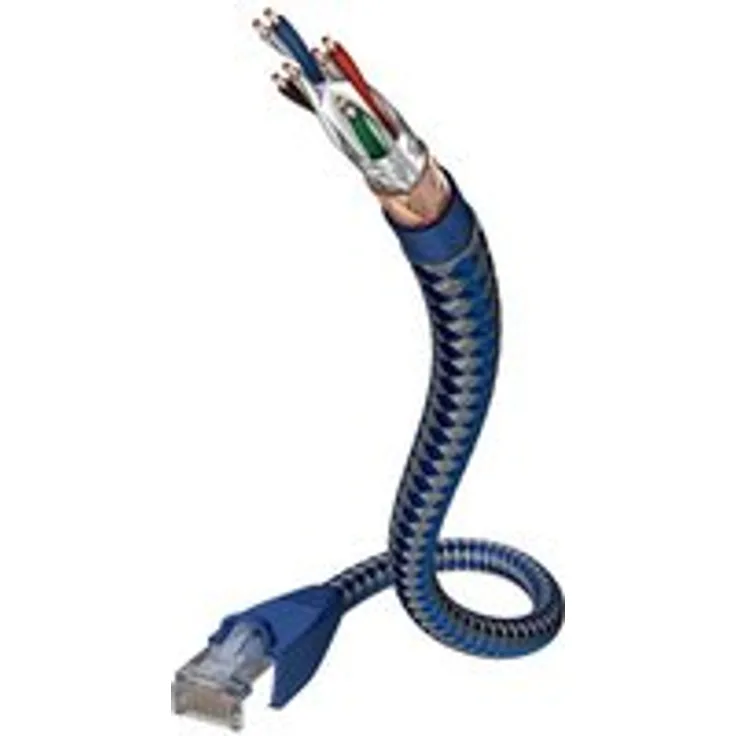 RJ45 Netzwerk Anschlusskabel CAT 6 SF/UTP 1 m Silber-Blau mit Rastnasenschutz in-akustik Silber-Blau