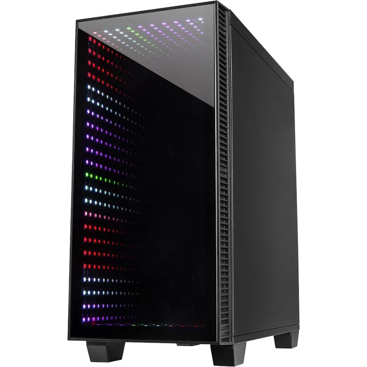 Inter-Tech X-608 Infinity Micro Infinity-Mirror Tower-Gehäuse, schwarz, Tempered – Bild 3