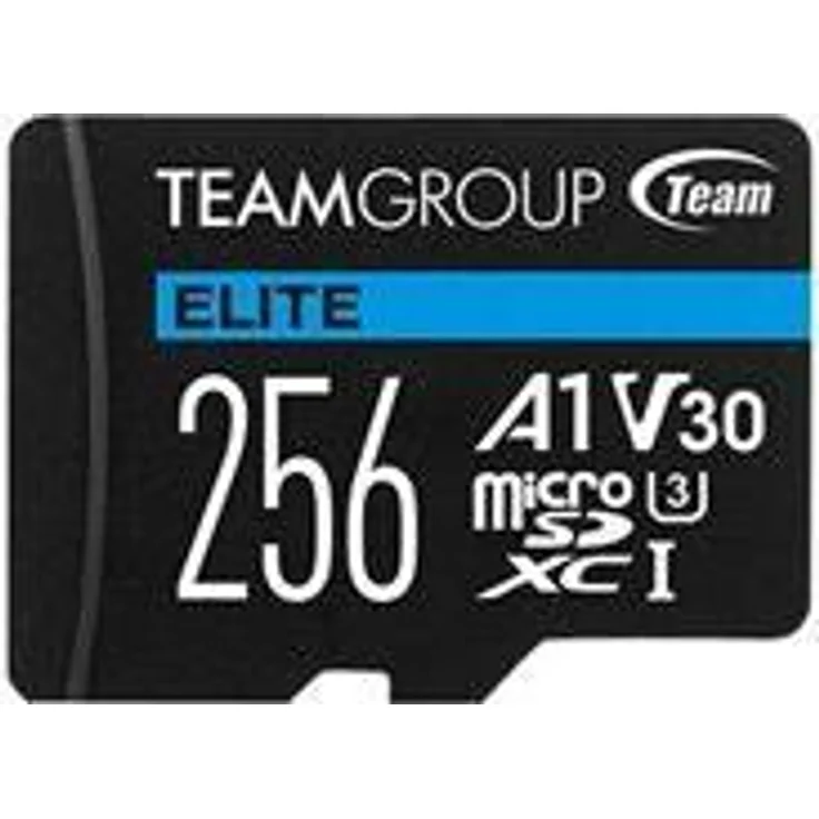 TEAM ELITE A1 - Flash-Speicherkarte (SD-Adapter inbegriffen) - 256 GB - A1 / Video Class V30 / UHS-I U3 - microSDXC (TEAUSDX256GIV30A103)