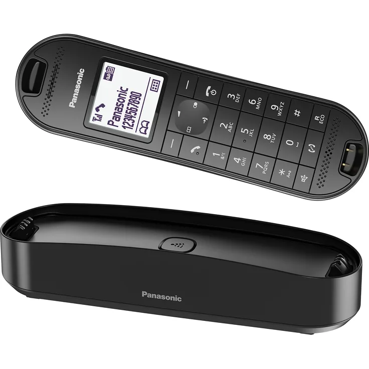 Panasonic KX-TGK320GB Design-Telefon schnurlos mit Anrufbeantworter, analoges Telefon (DECT) in Schwarz
