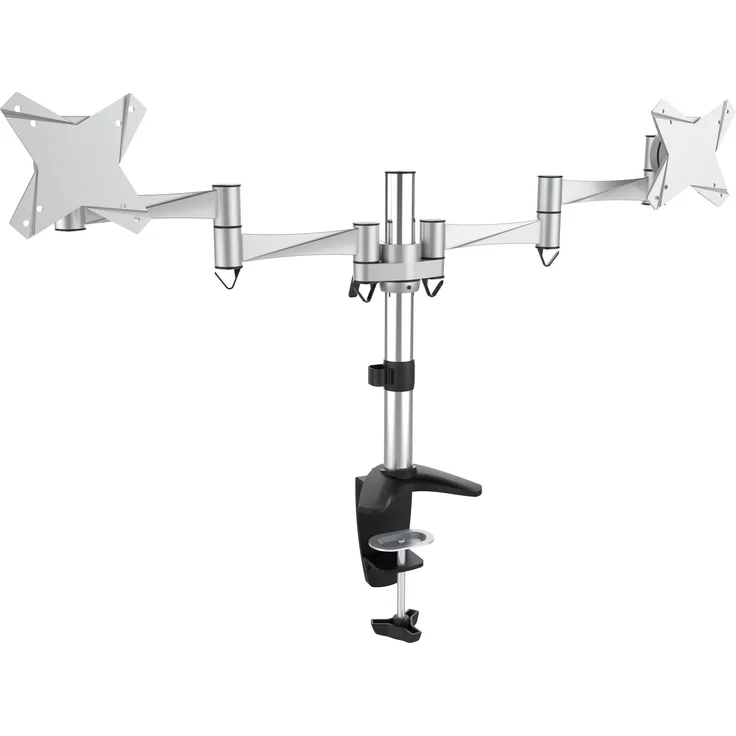 RICOO Monitor Tischhalterung für 2 Monitore Monitorhalterung TS3311 Monitorständer Schwenkbar Neigbar Höhenverstellbar Schreibtisch Bildschirmständer Tisch Ständer Monitorhalterungen VESA 75x75 100x100 / Silber