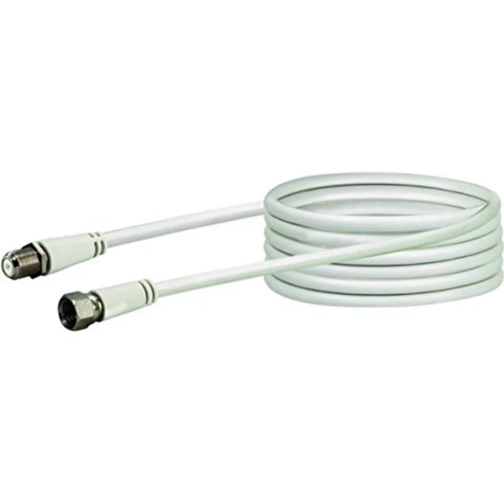 SCHWAIGER -KVCVHQ50 532- SAT-Antennen-Adapterkabel- 5 m Anschlusskabel-konfektioniert- 90 dB- 2-Fach geschirmt-F-Stecker > F-Buchse-weiß