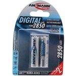 ANSMANN Akku AA Typ 2850mAh NiMH 1,2V - Mignon AA Batterien wiederaufladbar, mit hoher Kapazität ideal für hohen Strombedarf wie Kamera, Foto-Blitz, Taschenlampe, Controller (2 Stück)