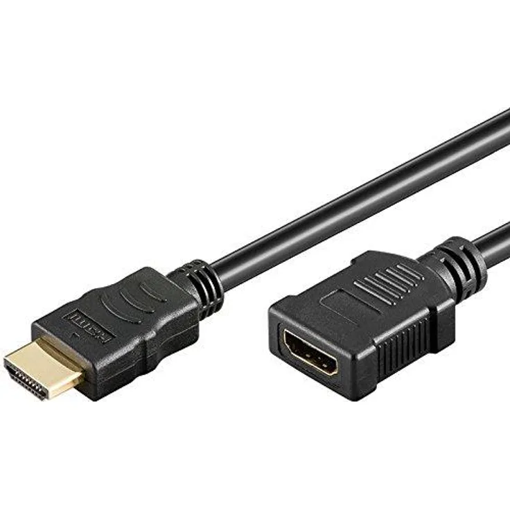 Goobay 69912 High Speed HDMI Verlängerungskabel mit Ethernet, HDMI-Stecker (Typ A) > HDMI-Buchse (Typ A), vergoldet, 0,5m