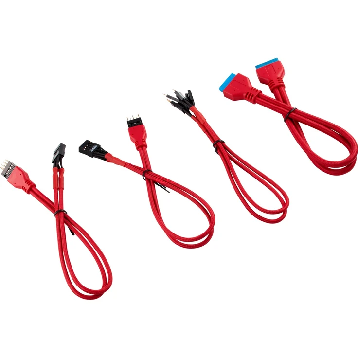 Corsair Premium Sleeved Front Panel Extension Kabel Verlängerungskit, Rot – Bild 1