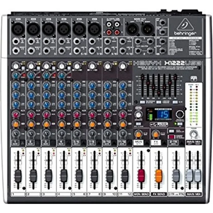 Behringer XENYX X1222USB 16-Kanal 2-2 Bus Mischpult mit XENYX Mic Preamps, 1-knob Kompressoren, 24-bit Multi-FX und USB Audio Interface