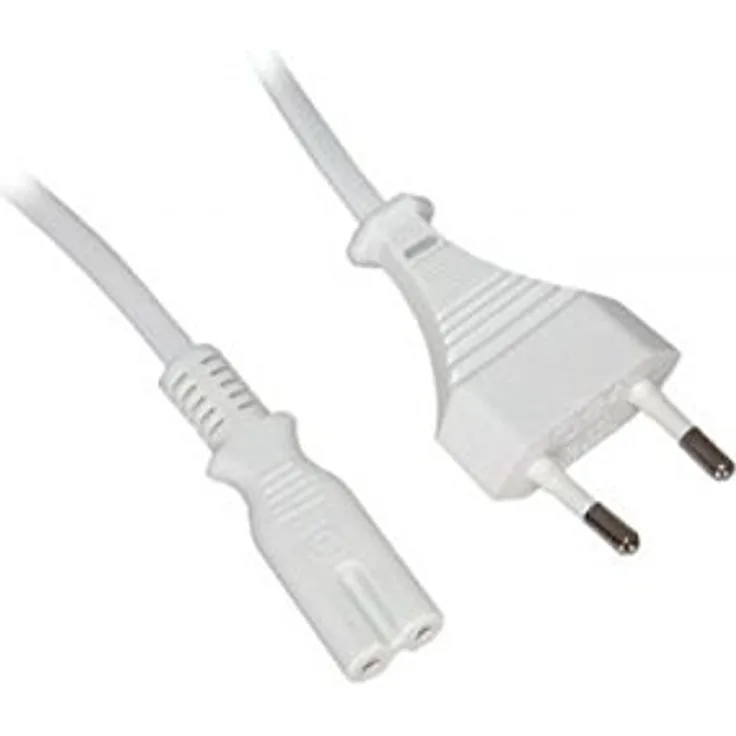 Goobay 93987 Euro Anschlusskabel, Netzkabel, Stromkabel, 2 adrig, Eurostecker (Typ C, E 7-16) > Gerätebuchse C7, 3m, weiß