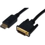 Assmann DisplayPort adapter cable. DP - DVI (24+1) M/M. 3.0m. w/interlock. DP 1.1 compatible. UL. bl. w/o shielding. 32AWG (AK-340306-030-S)