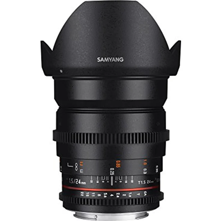 Samyang 24-1,5 Objektiv Video DSLR II MFT manueller Fokus Videoobjektiv 0,8 Zahnkranz Gear, Weitwinkelobjektiv schwarz – Bild 1