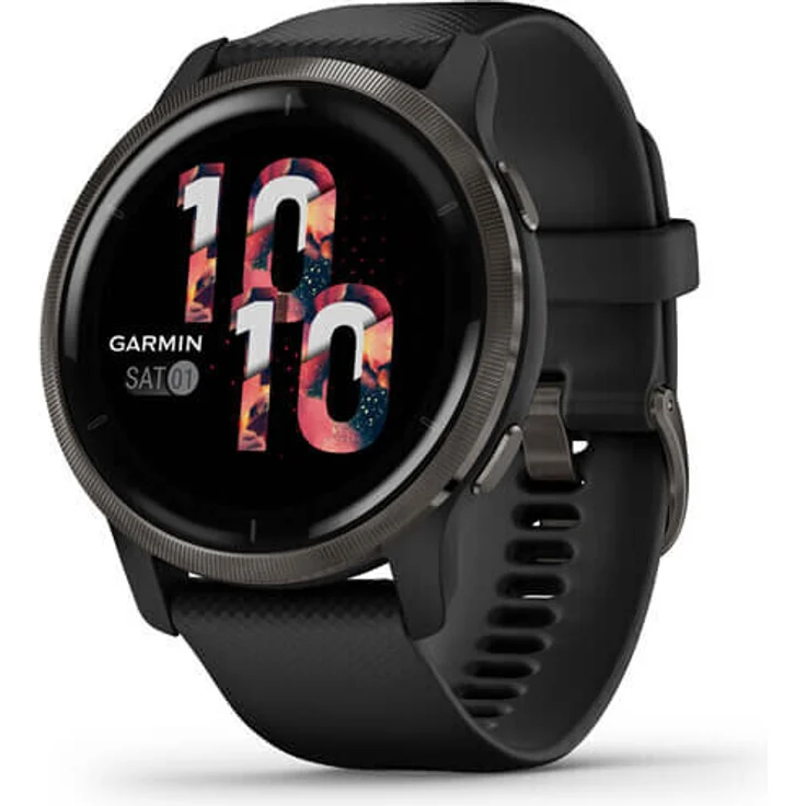 Garmin Venu 2 Smartwatch GPS, Unisex, Einheitsgröße, Edelstahl+Kunststoffgehäuse, Silikonarmband, Schiefergrau/Schwarz (010-02430-11) – Bild 2