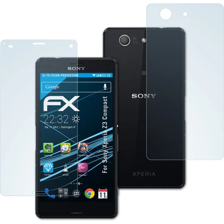 atFoliX Displayschutzfolie für Sony Xperia Z3 Compact Schutzfolie - 3er Set FX-Clear kristallklare Folie