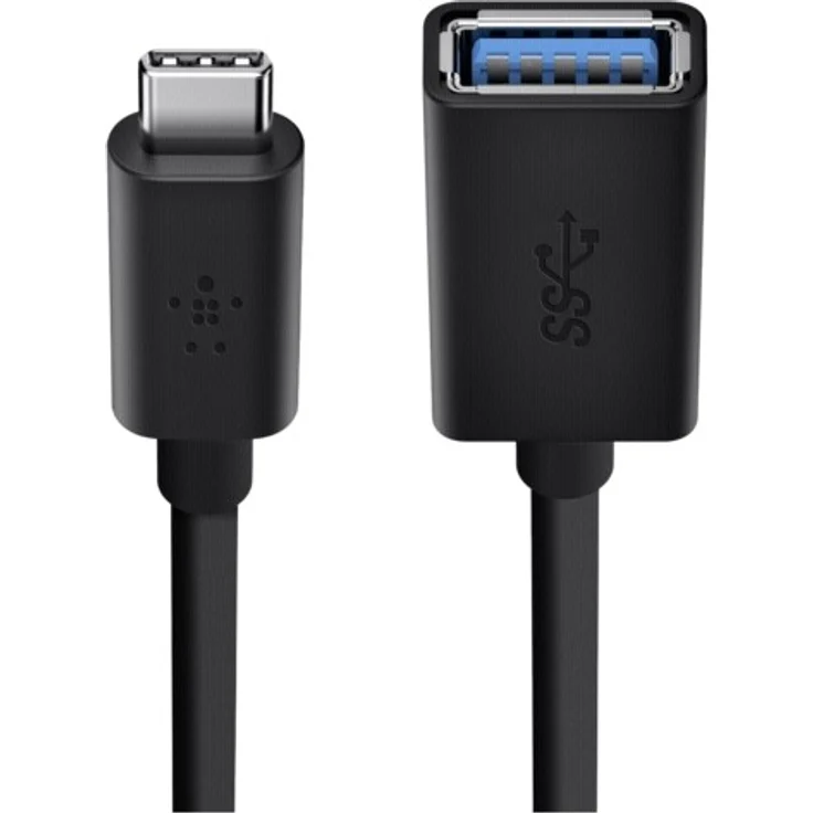 Belkin - USB-Adapter - 24-Pin-USB Typ C (M) - 9-polig USB Typ A (W) - 12,7 cm (USB3.0) - Schwarz (F2CU036BTBLK) – Bild 1