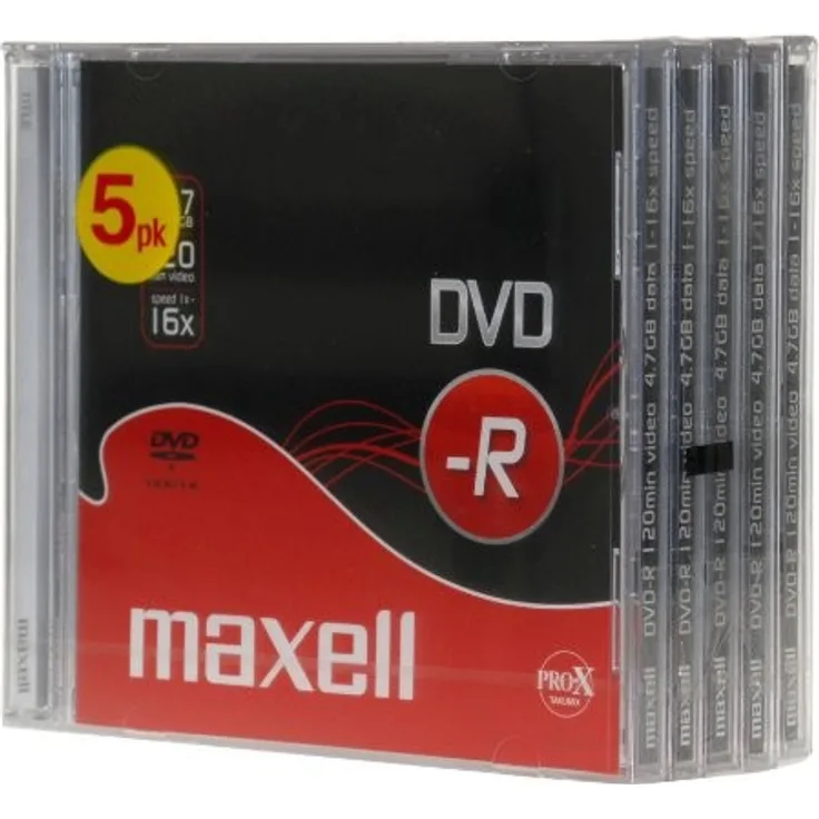 Maxell DVD-R Rohlinge (16x Speed, 4,7GB, 5-er Pack) mit Jewel Case