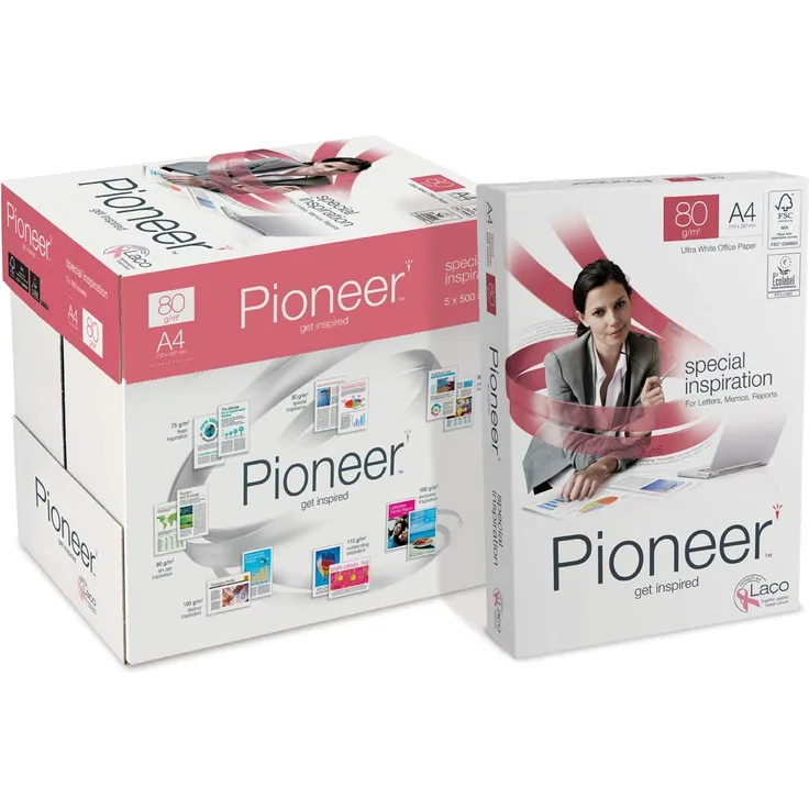 Pioneer office paper - Kopierpapier weiss, 80g-m², A4, FSC mix 70% - Karton á 5 Pakete zu 500 Blatt