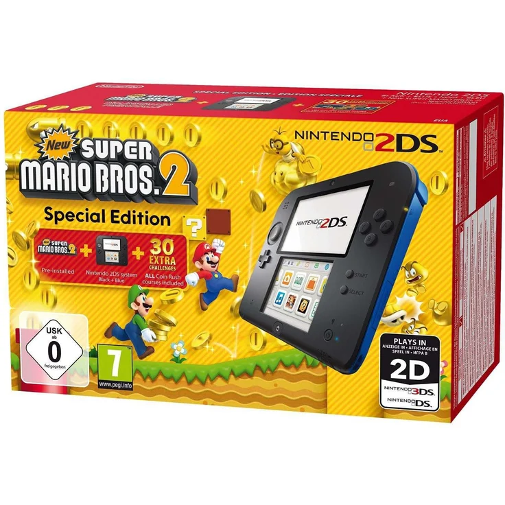 Nintendo 2DS Schwarz-Blau 256MB & 4GB Speicherkarte Bundle inkl. New Super Mario Bros. 2 – Bild 9