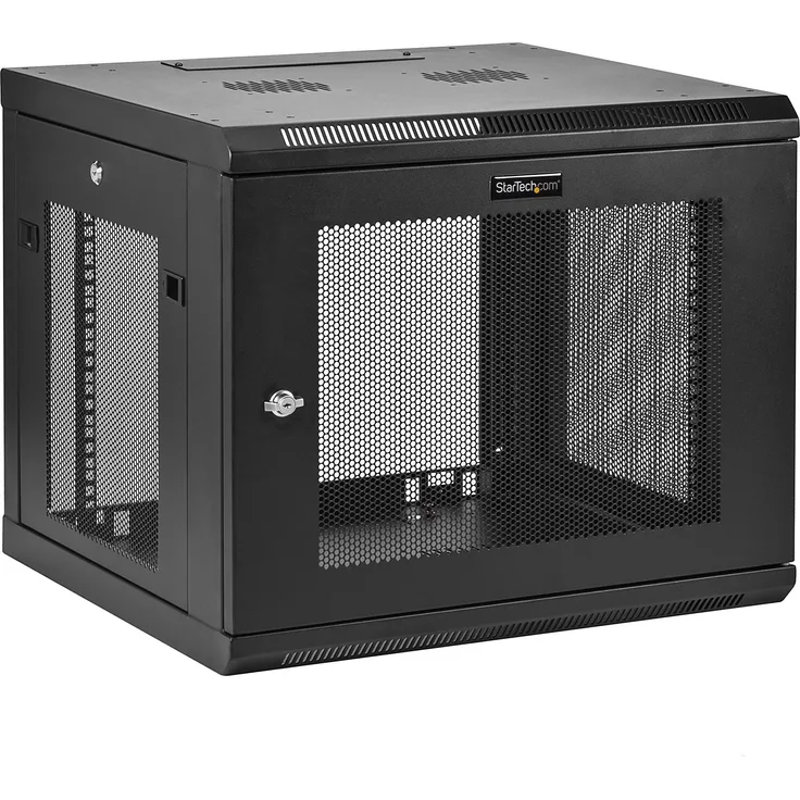 StarTech.com RK920WALM Serverschrank (9HE, zur Wandmontage, mit Scharnier, 48cm tief, mit versperrbaren Klappen, Netzwerkschrank)