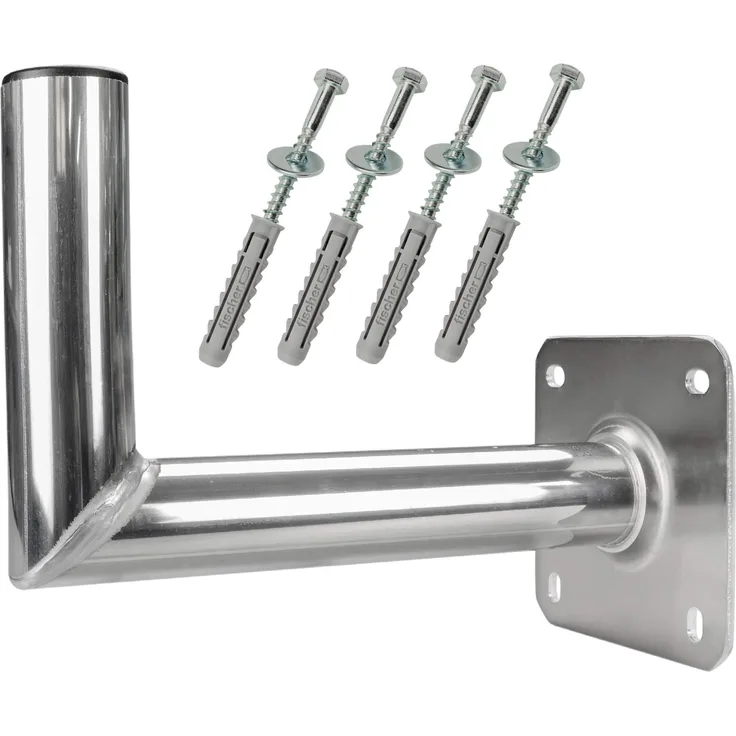 GALLUNOPTIMAL Aluminium Wandhalter 30 cm INKL Montageset & Mastkappe für Satelliten-Schüssel | Satelliten-Anlage | SAT-Halterung | SAT-Antenne 300 mm