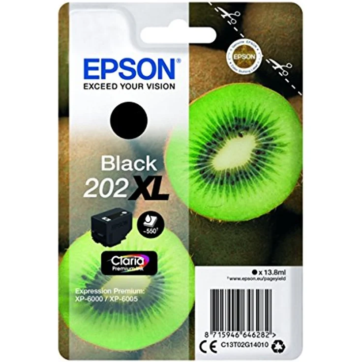 Epson Original 202XL Tinte Kiwi (XP-6000 XP-6005 XP-6100 XP-6105) schwarz – Bild 1