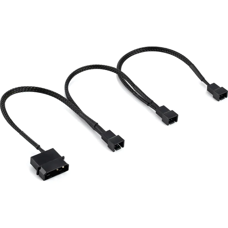 Poppstar Lüfter Verteilerkabel 12V (20-20-20cm Molex Stecker (m) auf 3x 2-Pin Stecker (m), zum Anschluss von Prozessor- und Gehäuselüftern an ein Netzteil