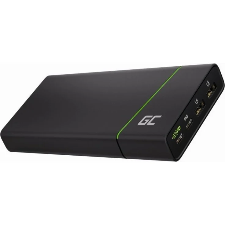 Green Cell Powerbank PowerPlay Ultra 2x USB, 2x USB-C Power Delivery, 26800 mAh, 128 W Black, Powerbank, schwarz, grün – Bild 1