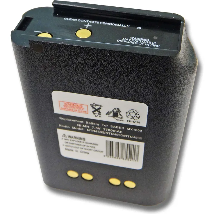 VHBW Akku, geeignet für Funkgerät, Walkie Talkie Motorola Astro Saber I, Astro Saber II, Astro Saber III, MX1000, MX2000, MX3000, MX3010, MX3013, Saber I, Saber II 2700 mAh, 7,5 V, NiMH