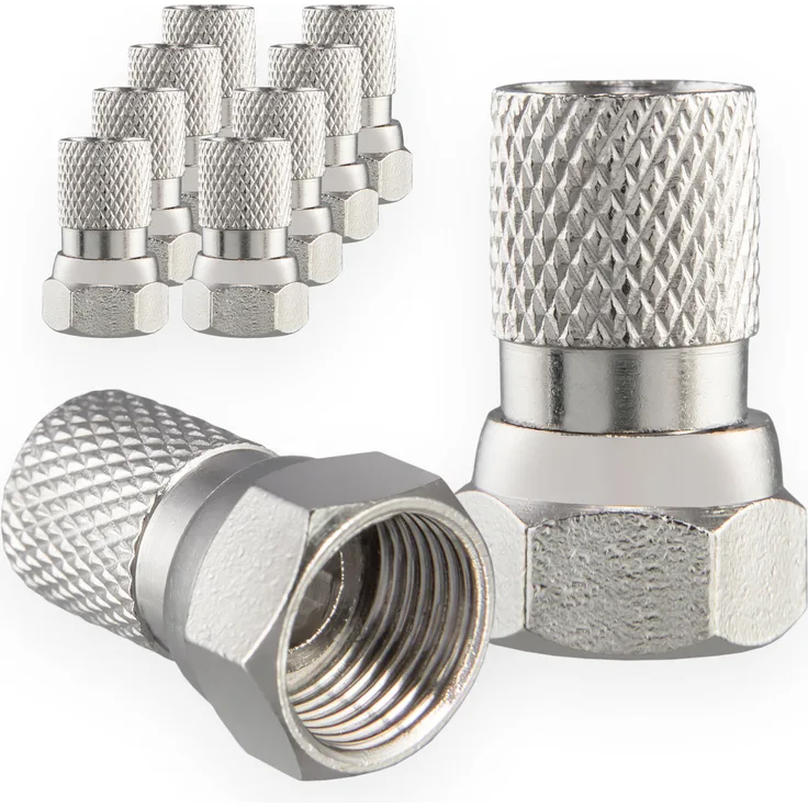 SET 10 x F-Stecker 7mm OHNE Gummidichtung vernickelt