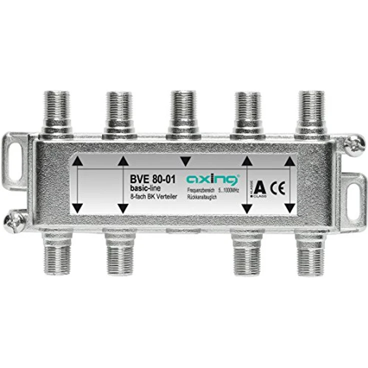 Axing BVE 80-01 8-Fach BK-Verteiler (5-1000 MHz) für Kabelfernsehen und DVB-T2 HD, F-Anschlüsse – Bild 1
