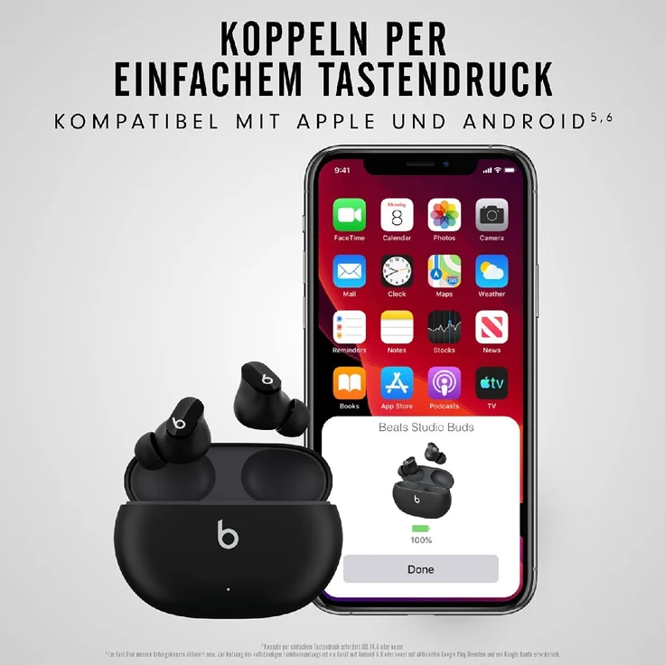 Beats By Dre Studio Buds In-Ear-Kopfhörer, True-Wireless, IPX4, schwarz – Bild 4