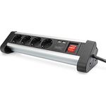 DIGITUS Steckdosenleiste mit USB - 2 Lade-Ports - 4 Steck-Dosen - Schalter - Schreib-Tisch & Wand-Montage