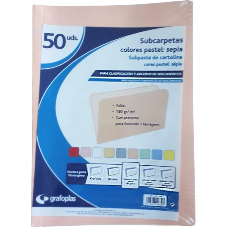 Grafoplas – Pack 50 Aktendeckel Folio Karton 180 g Sepia -