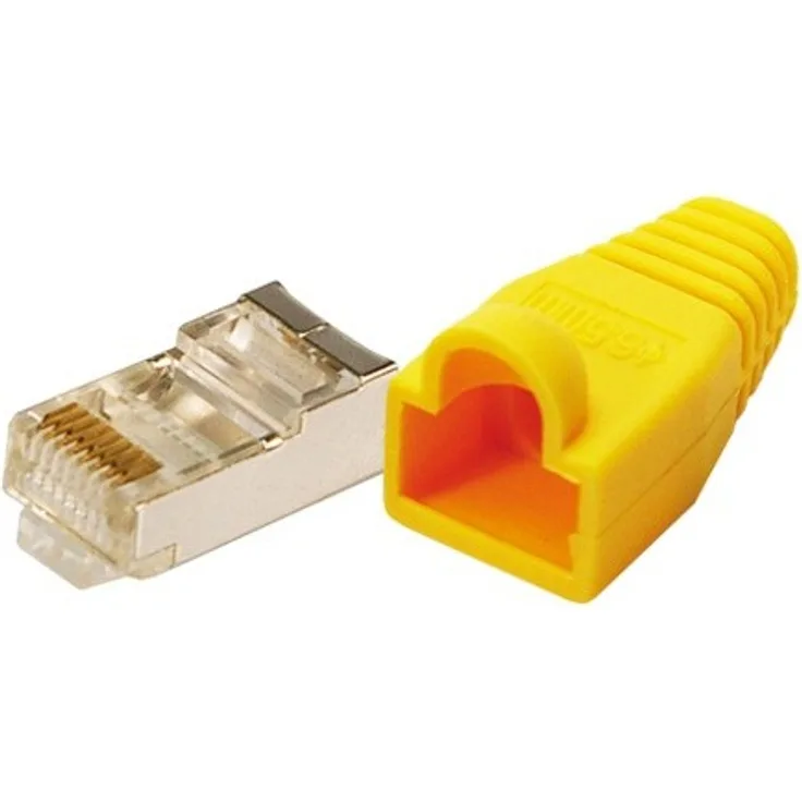 2direct LogiLink Modular Stecker, CAT 5e (RJ45), geschirmt, mit Knickschutz Hülle-Gelb, 100 Stück