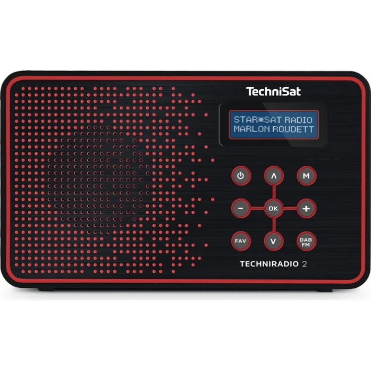 TechniSat TECHNIRADIO 2 Digital-Radio mit Favoritenspeicher, mobiles DAB+ und UKW-Radio, Kopfhöreranschluss, Netz- oder Batteriebetrieb, perfektes Taschenradio für unterwegs, schwarz-rot