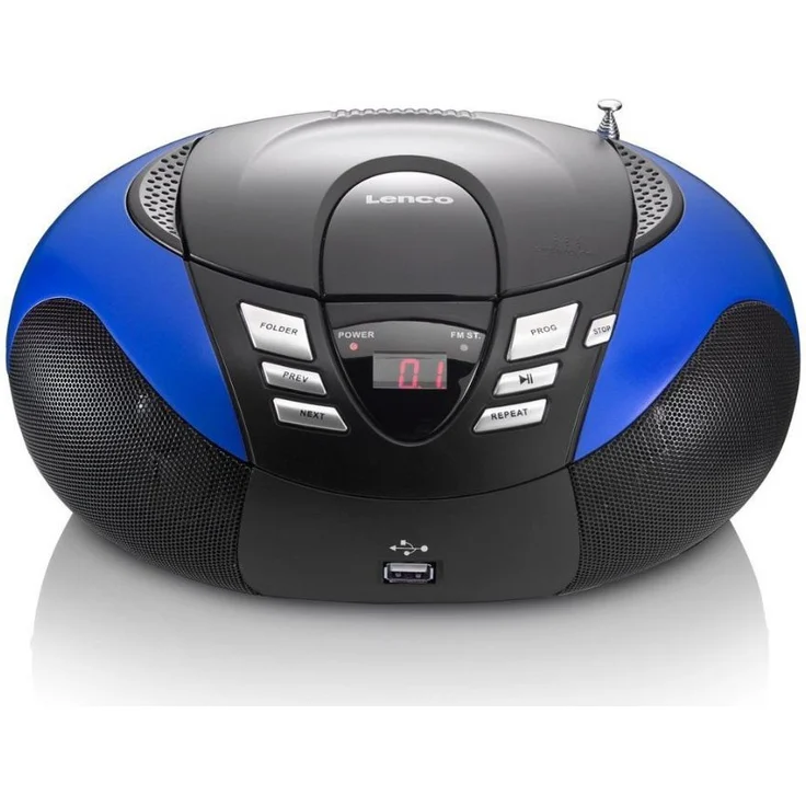 Lenco Radio mit CD-MP3-Player SCD-37 Tragbares UKW-MW Radio mit USB (Teleskopantenne, USB), blau – Bild 1