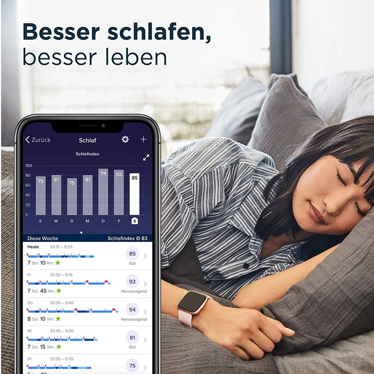 Fitbit Versa 2 Smartwatch Unisex, Einheitsgröße, Aluminiumgehäuse, Steingrau/Nebelgrau – Bild 10