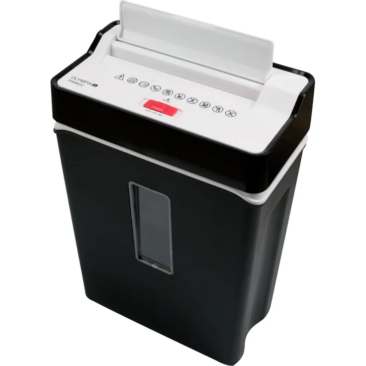 Olympia PS 54 CC Profi Aktenvernichter (mit Partikelschnitt, Sicherheitsstufe P4, Kreditkarte, 8 Blätter 80 g-m², Papierschredder fürs Büro, Papiervernichter, Reißwolf mit Papierkorb, Sichtfenster)