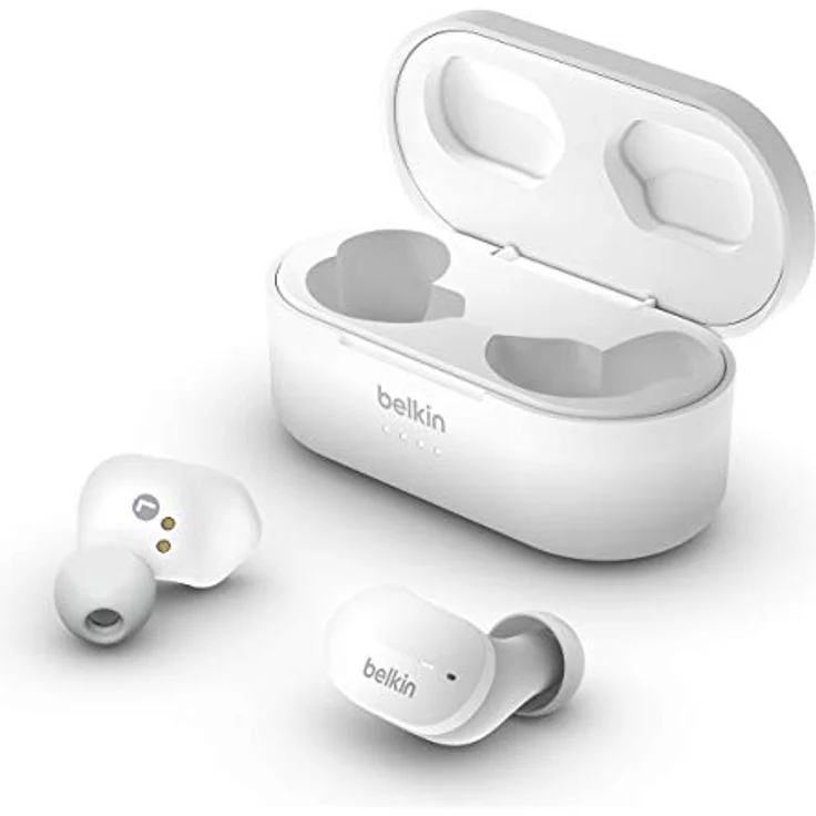 Belkin SoundForm True Wireless In-Ear-Kopfhörer (Bluetooth Ohrhörer für iPhone, Samsung, Google, Touch-Bedienung, portables Ladecase, 24 Stunden Abspielzeit, Geräuschisolierung, schweißfest, Weiß – Bild 1