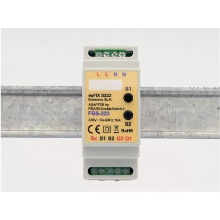 Eutonomy Adapter euFIX für die DIN-Schiene für FIBARO Double Switch mit Knöpfen, euFIX S223