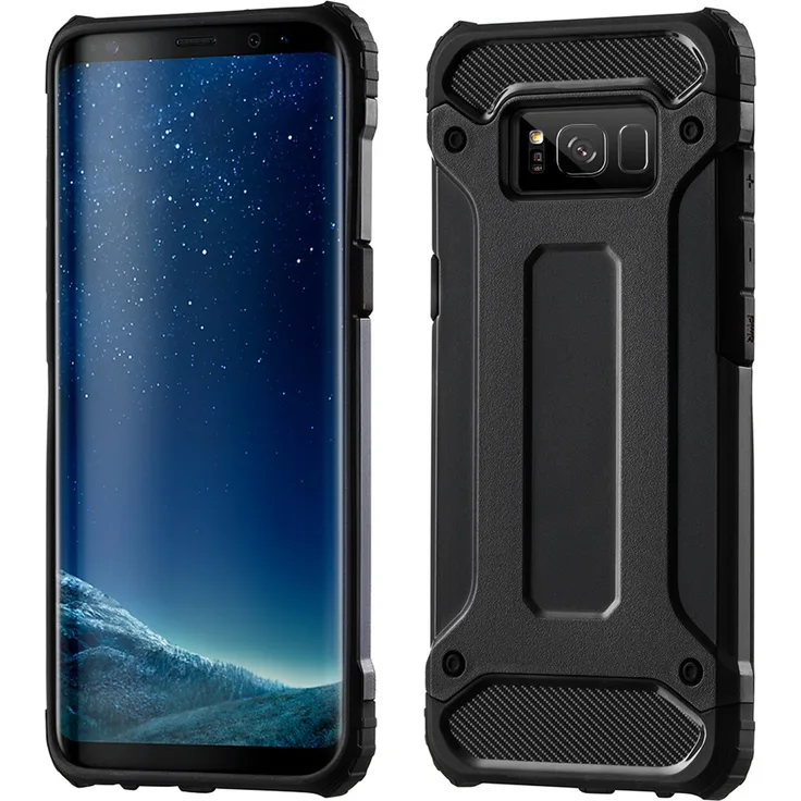 cofi1453 Hybrid Armor Silikon Hülle Case, geeignet für Samsung Galaxy A50, Handy-Schutzhülle, schwarz