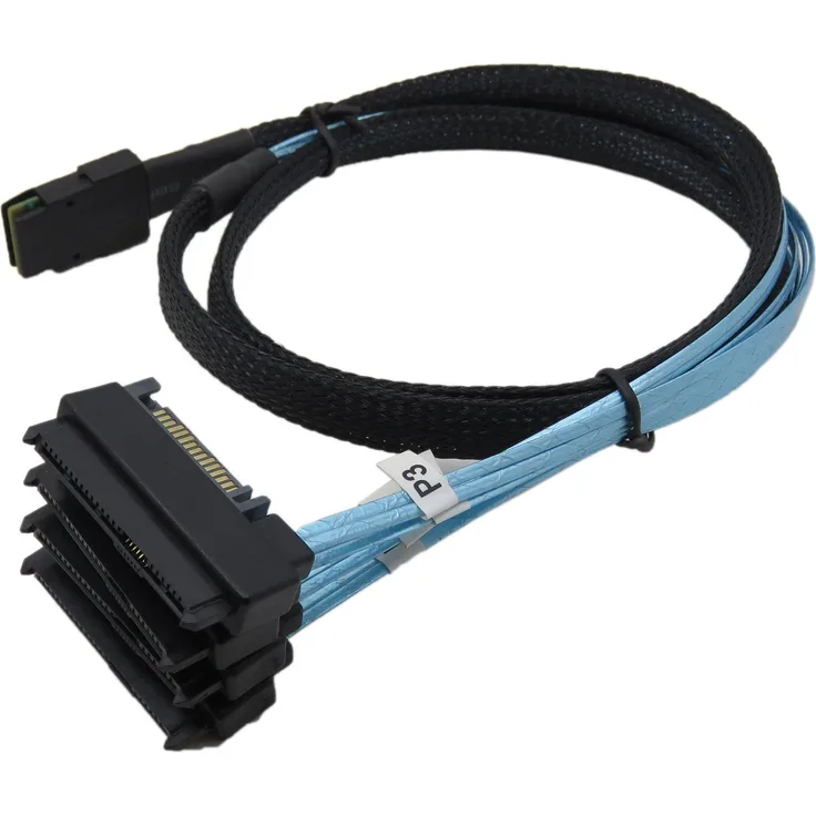 CableDeconn Mini SAS 36P Kable SFF-8087 to (4) SFF-8482 29P SFF8482 Connectors With SATA Power 1m
