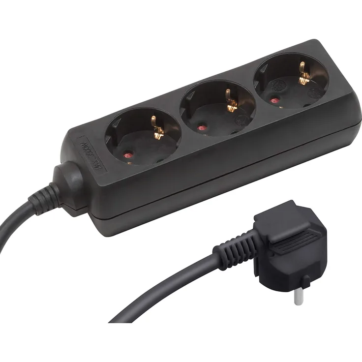Meister Steckdosenleiste 3-fach - 3 m Kabel - schwarz - Kunststoffleitung - IP20 Innenbereich - Steckerleiste - Mehrfachsteckdose - Tischsteckdose - Tido 3-fach - 7430030