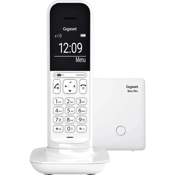 Gigaset CL390A schnurloses Design-Telefon mit Anrufbeantworter, DECT Telefon mit Freisprechfunktion, großem Grafik Display, leicht zu bedienen mit intuitiver Menüführung, Lucent White, Analog-Telefon, weiß – Bild 1