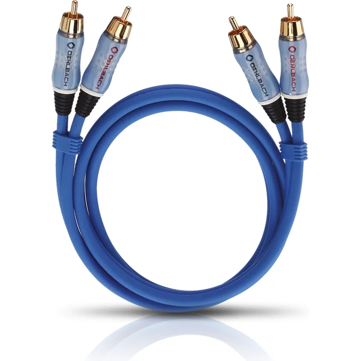 Oehlbach BEAT - Stereo Audiokabel Cinch-Kabel Set für CD-Player & Verstärker (effektive Schirmung & OFC Kupfer) - blau 50cm