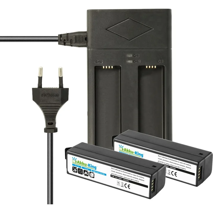 kj-vertrieb 2-fach Ladestation + Akku Li-Polymer 980mAh - kompatibel mit DJI HB01 - für Osmo Handheld 4K Camera Zenmuse X3 Ladestation mit 2x Akku