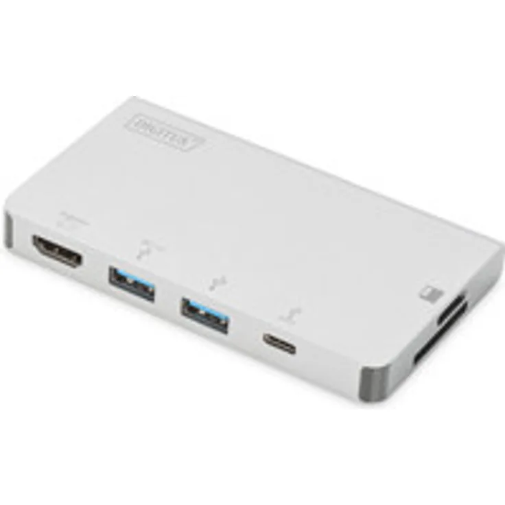 DIGITUS Multiport Docking-Station - USB-C Dock 6 Ports - HDMI - 2x USB 3.0 - Ladeport - Cardreader - Kabel wechselbar
