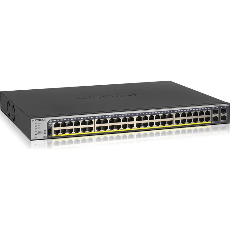 Netgear GS752TPP 52-Port Gigabit Ethernet LAN PoE Switch Smart Managed Pro (mit 48x PoE+ 760W, 4x 1G-SFP, Desktop- oder Rack-Montage mit ProSAFE Lifetime-) schwarz – Bild 1