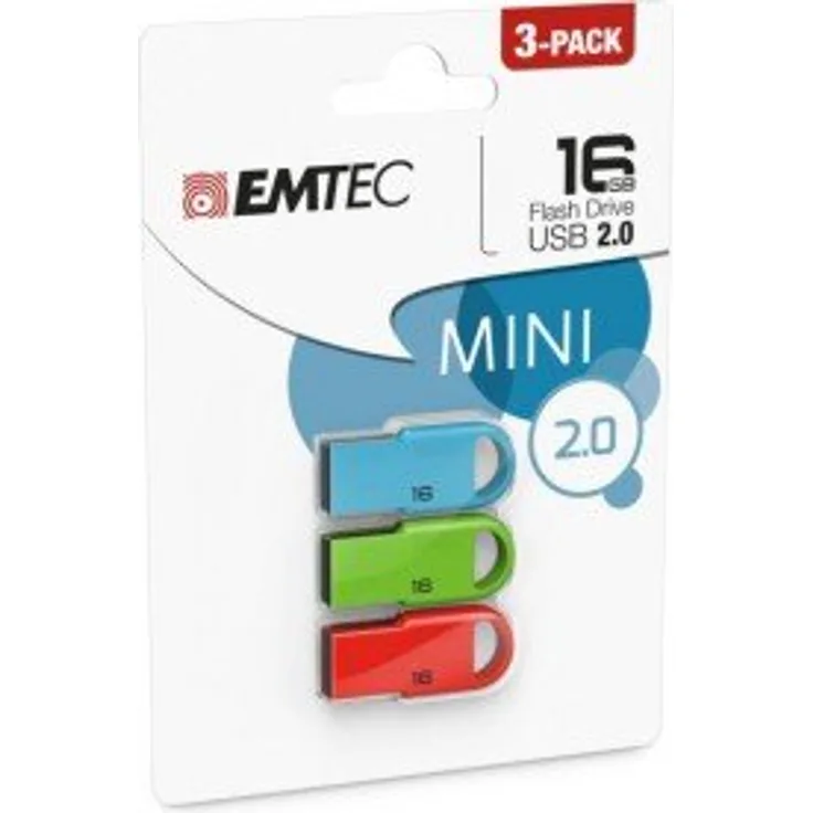Emtec D250 Mini 16 GB USB 2.0 Capacity USB Flash Drive USB-Stick (16 GB, USB 2.0, Stecker Typ A, ohne Deckel)