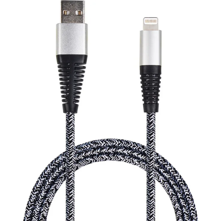 2Go USB Datenkabel Lightning für Apple 1 Meter Nylon grau
