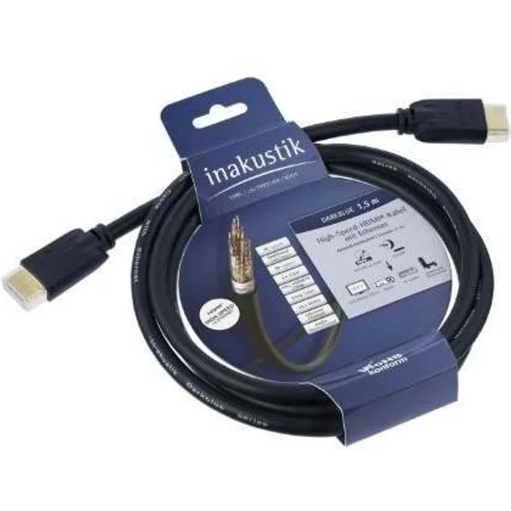in-akustik 10527401 Darkblue-Serie HDMI mit Ethernet (1,5m)