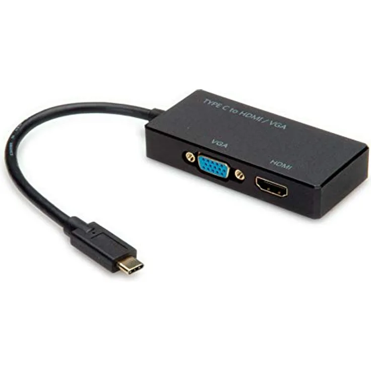 Value 12.99.3215 USB3.1 Display Adapter Typ C zu VGA, HDMI Schwarz