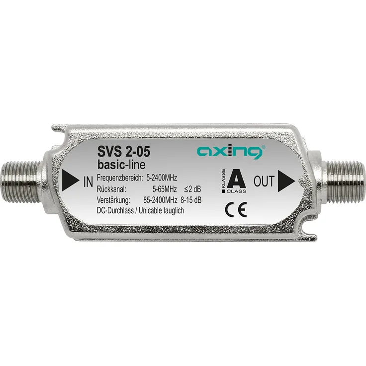 Axing SVS 2-05 Satelliten-Leitungsverstärker Inline Breitband (15 dB, 85 - 2400 MHz)